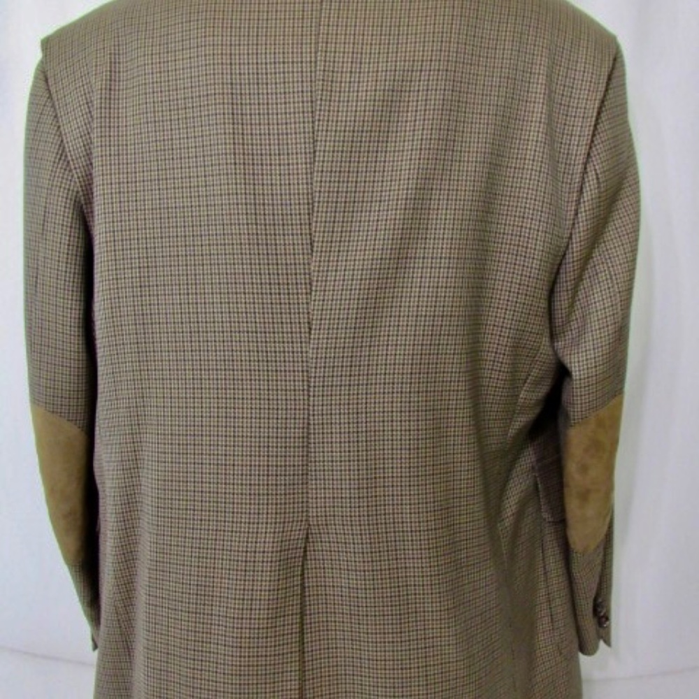 Pendleton USA 100% Wool Sz 48R Brown Houndstooth Elbow Patch Vented Sport Coat - Picture 12 of 16